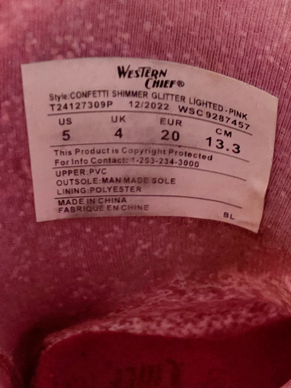 Western Chief - Sparkle Pink Heart-Handle Toddler Rain Boots